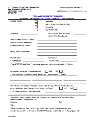 Fillable Online Taxpayer Registration Corp.xls Fax Email Print - pdfFiller