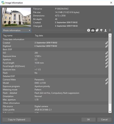 EXIF Metadata 的图像结果
