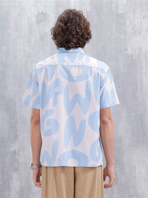 Abstract Aop Printed Comfort Fit Spread Collar Shirt | Blue – Wrogn