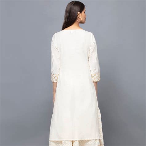 Ivory Boat Neck Long Kurta – First Resort by Ramola Bachchan