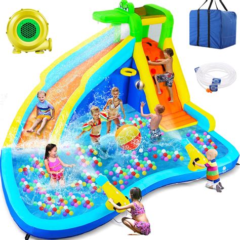 Snapklik.com : Inflatable Water Slide, 8 In 1 Outdoor Inflatable Water Park