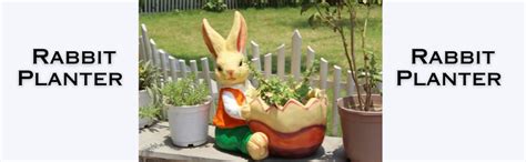 Wonderland Rabbit Planter Figurine 14 x 9 x 16 inches, Set of 1 ...