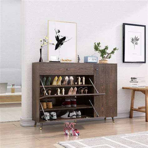 Bniture Engineered Wood Shoe Rack for Home with Metal Legs Strong ...
