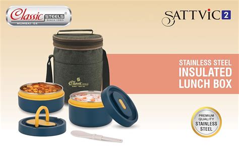 Buy Classic Steels Sattvic Insulated Stainless Steel Lunch Box 2 Round ...