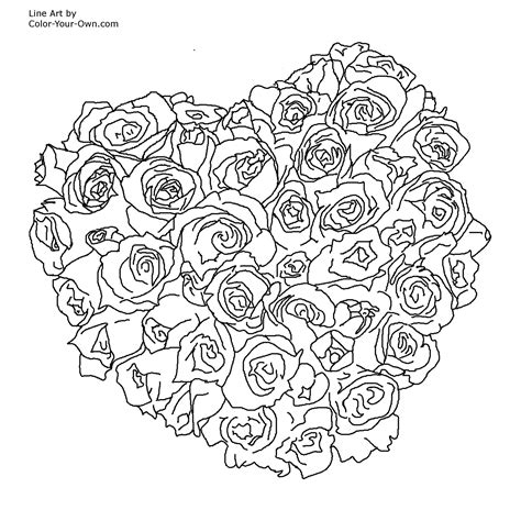 Coloring Pages Hearts And Roses at Madison Calder blog