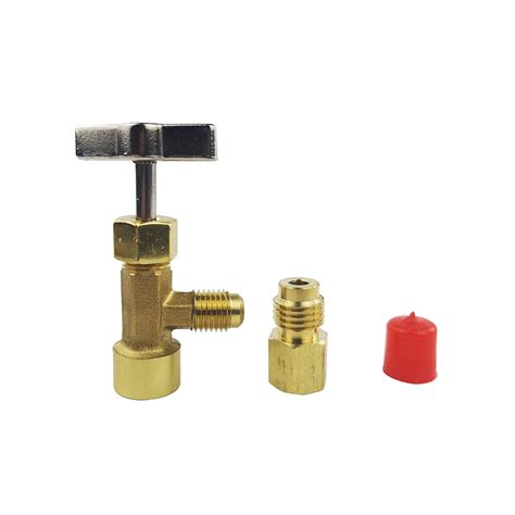 Wisepick R134A Can Tap Valve 1/4"SAE x 1/2"ACME with Tank Adapter 1/4 ...