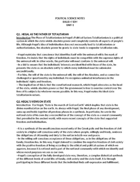 Political science notes Sem 4 - POLITICAL SCIENCE NOTES BALLB-4 SEM ...