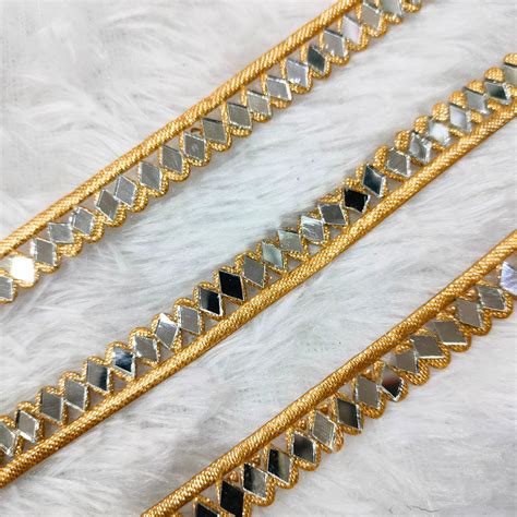 Geometric Mirror Work Border Lace with Structured Edge Detailing – Our ...