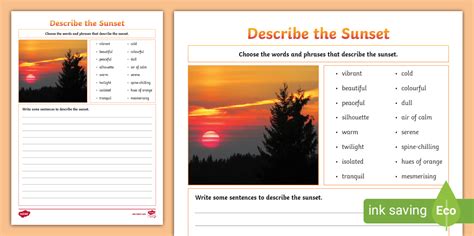 Describe the Sunset Writing Activity (teacher made) - Twinkl