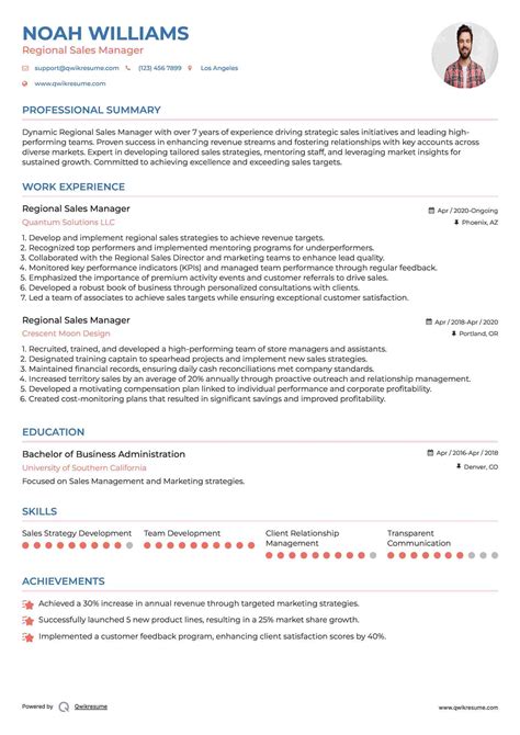 10+ Regional Sales Manager Resume Samples & Templates for 2025