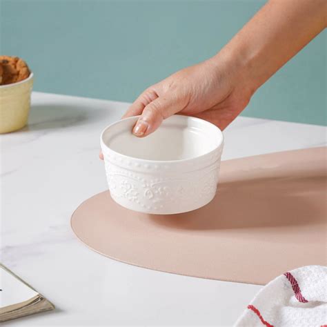 White Truffle Textured Pudding Bowl Online - Premium Baking Dish | Nestasia