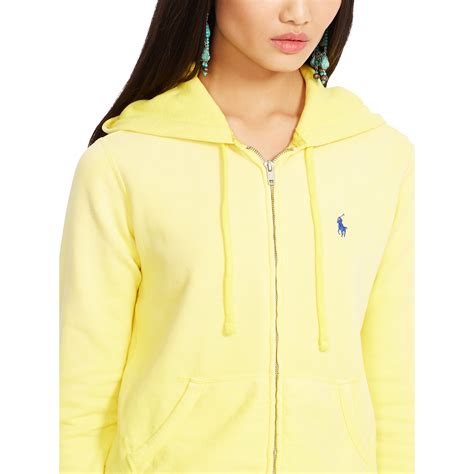 Ralph Lauren Fleece Zip-Up Hoodie in Yellow - Lyst