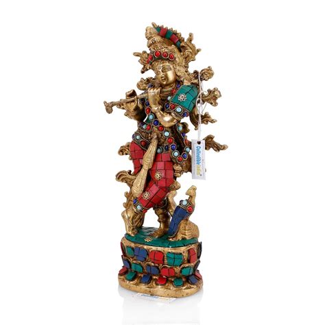 Brass Lord Krishna Flute Playing Statue Kts111– CraftVatika