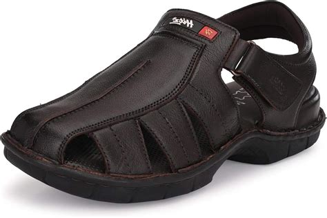 Buy HITZ Black_Leather Casual Sandals for Men at Amazon.in