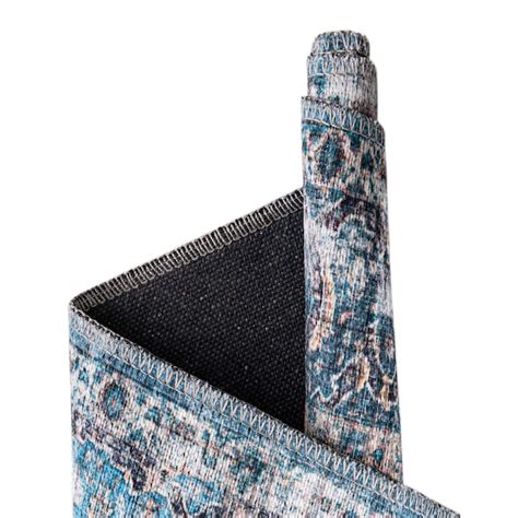 Unique Loom Mangata Washable 2 X 6 (ft) Blue Indoor Border Machine ...