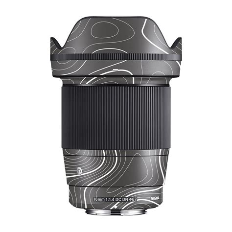 Grayscale Topographic Lines Sigma 16mm F/1.4 DC DN Camera Lens Skin