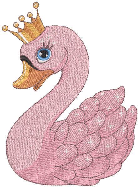 Swan princess with golden crown embroidery design Bird Embroidery ...