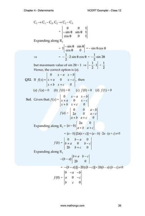 Image result for Maths Chapter 4 Class 12 Test