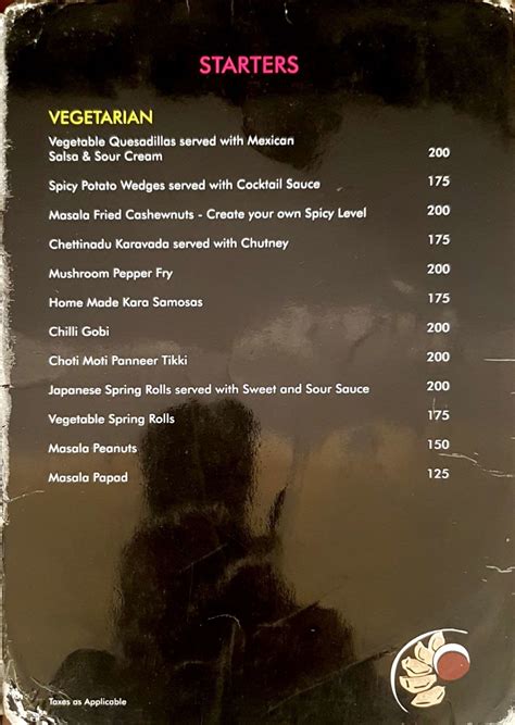 Zero Degrees Menu, Menu for Zero Degrees, Hotel Gokulam Park Sabri, OMR ...