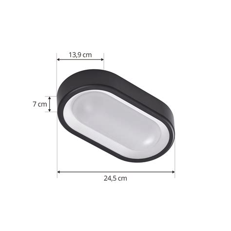 Lindby LED buiten plafondlamp Niniel, zwart, 24 x 14 cm | Lampen24.nl
