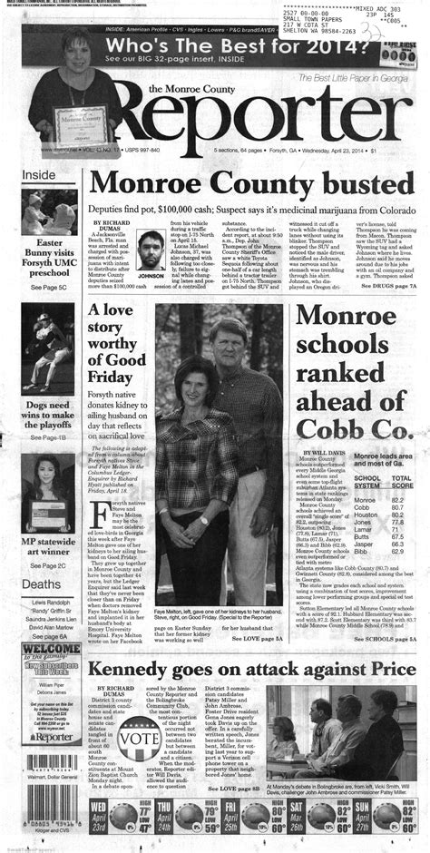 The Monroe County Reporter April 23, 2014: Page 1