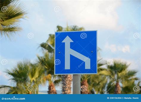 Merging Traffic Signs. Mandatory Signs. Road Signs In Israel Stock ...