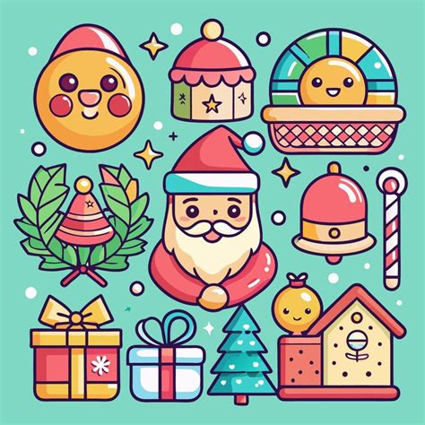 Cute christmas icons for festive cheer | Premium AI-generated vector