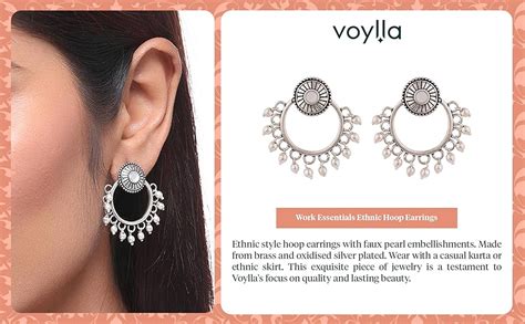 Buy Voylla Traditional Oxidised Silver Plating Brass Oxidized Round ...
