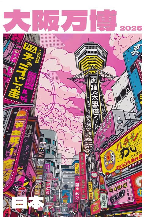 Osaka Expo 2025 Wall Art – Retro Japanese City Poster, Tsutenkaku Neon ...