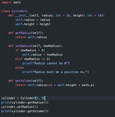 Create a class cylinder with attributes radius and height, each of ...