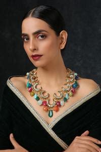 Buy Multi Color Pearls, Kundan, Gold Plating, Silver Alloy Moon ...