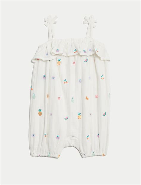 Buy Pure Cotton Fruit Romper (0-3 Yrs) at Marks & Spencer