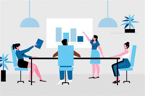 Coworkers keeping social distancing in meeting office | Free Vector