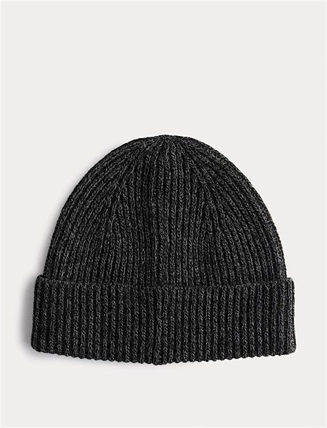 Buy Ribbed Knitted Beanie Hat at Marks & Spencer