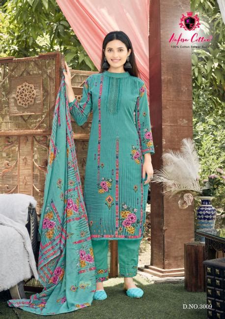 nafisa esra karachi suits vol 3 cotton dress material: Textilecatalog
