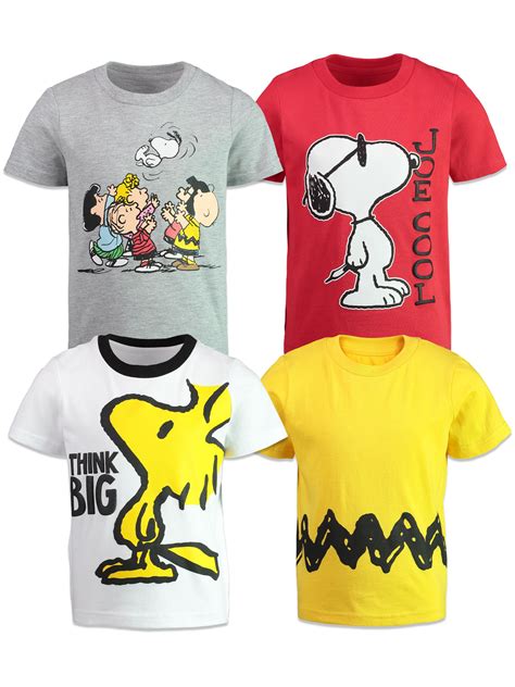 PEANUTS Woodstock Snoopy Charlie Brown Infant Baby Boys 4 Pack T-Shirts ...