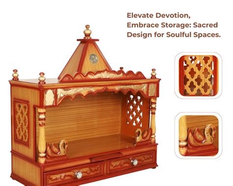 SukhatMan Wall Mount Big Mandir for Home (Teak Gold) – DZYN Furnitures