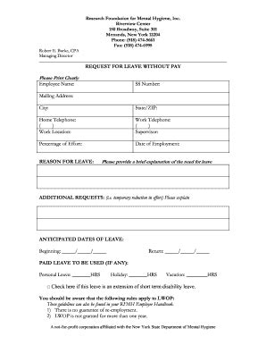 Request for Leave Without Pay - Blank Fillable Template | Fill Out ...