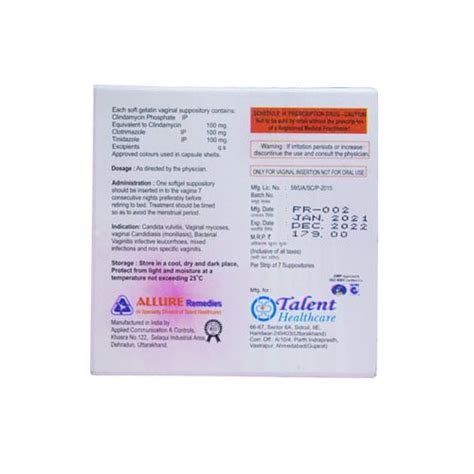 Cctv - Clindamycin, clotrimazole & Tinidazole Soft Gelatin Vaginal ...