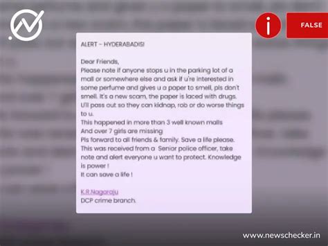 Fact Check: Viral Police Advisory Against ‘Perfume Scam’ In Hyderabad ...