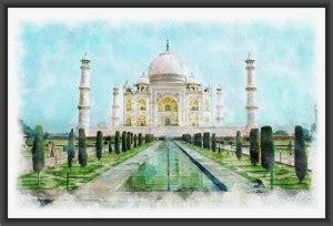 DecoDrama Elegant Taj Mahal Wall Painting/Wall Art with Black Photo ...