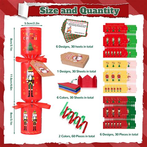 iZoeL 30 Packs Christmas Crackers DIY Christmas Cracker Kit Make Your ...