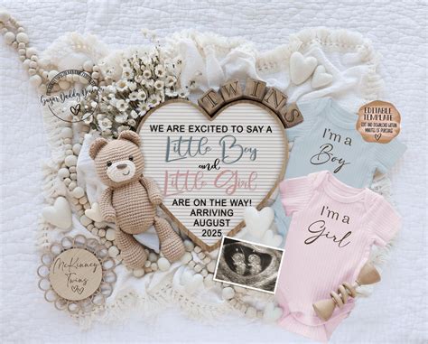 Boy Girl Twins Announcement: Social Media Pregnancy Reveal (Digital) in ...