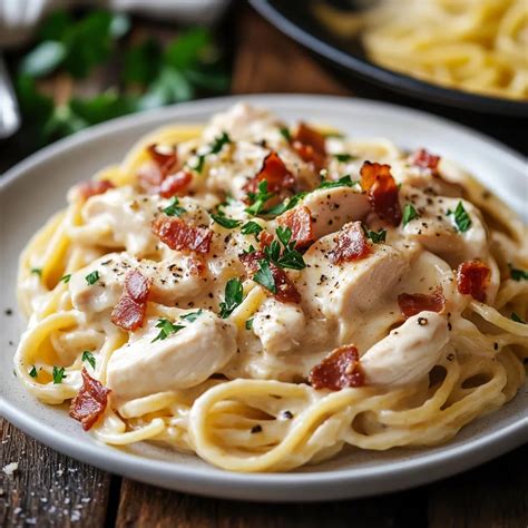 Easy Creamy Chicken Carbonara Recipe - Classic Italian Pasta - Tasty Gusto