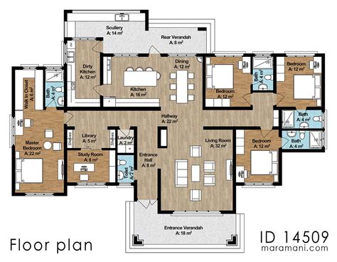 4 Bedroom House - ID 14509 | Model house plan, Home design floor plans ...