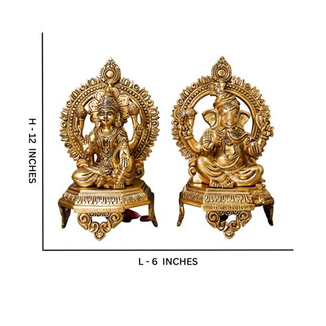 The Advitya | Brass Ganesh Lakshmi Idol on Chowki Large