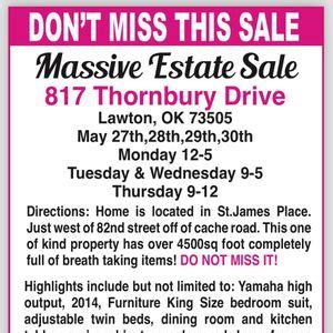 Massive Estate Sale! , Lawton/Fort Sill, Oklahoma, 27 May 2024 ...