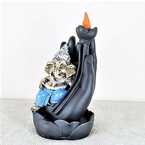 CRAFTAM Poly Resin Ganesha Sitting on Palm Smoke Backflow Fountain Cone ...