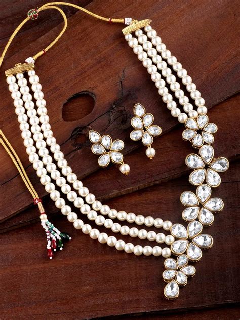 Floral Fantasy Crystal Pearl Necklace - White – Peora