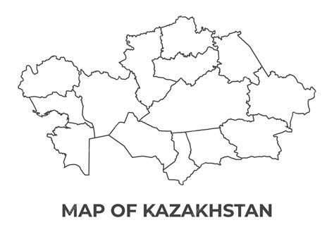 Outline kazakhstan map with borders of region vector illustration | Premium Vector